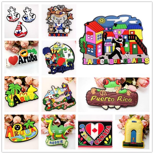 

fridge magnets canada argentina puerto rico etc. rubber magnet tourist souvenirs refrigerator magnetic stickers travel collection gift