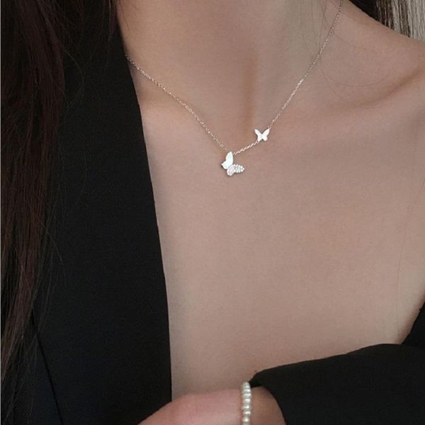 

chains s925 sterling silver butterfly necklace female ins simple collarbone chain students ansen small fresh web celebrity temperament