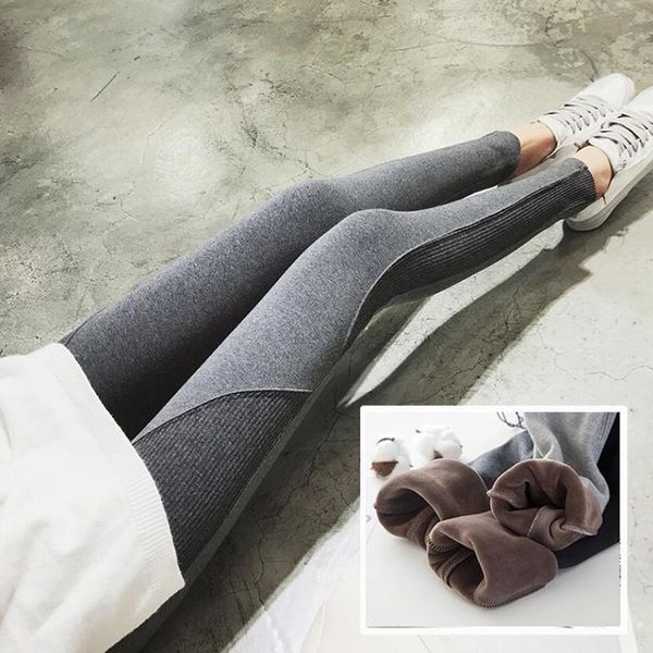 

women's pants & capris warm women autumn winter skinny thick velvet leggings casual cotton trousers high waist pencil for, Black;white