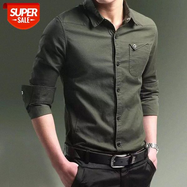 

autumn and winter military uniform men's cotton long-sleeved shirt tooling casual plus size army green #iu7t, White;black