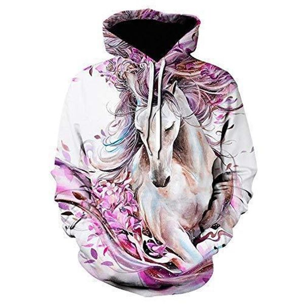 

new men's animal pattern loose size hoodie digital printing 3d sweater, Black