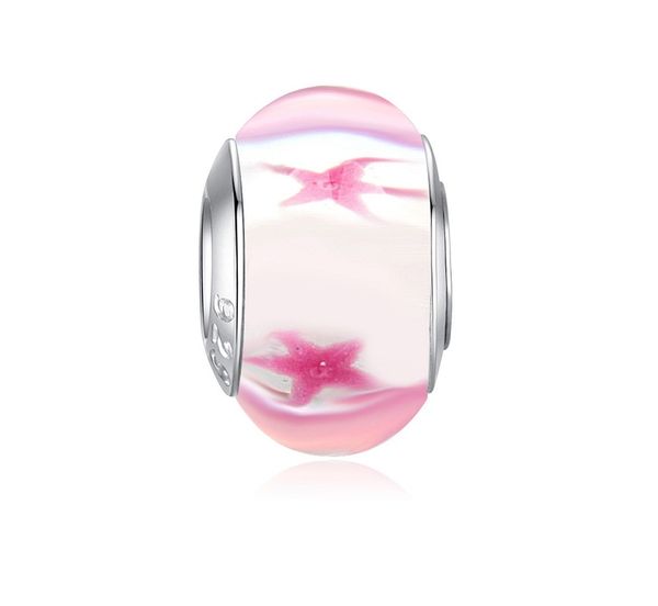 

new arrival 20pcs murano glass sterling silver diy loose bead pink stars charms jewelry marking charm fit pandora european style bracelet ne, Black