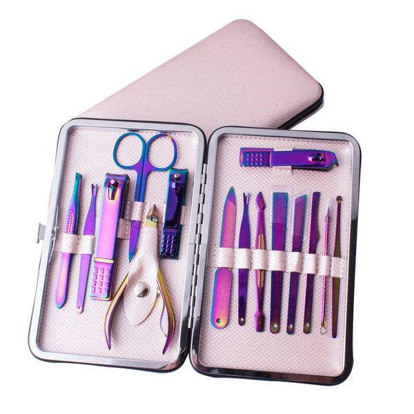 

nail art kits 15 in 1 stainless steel manicure tool set professional pedicure kit clippers nipper scissors cuticle pusher tools