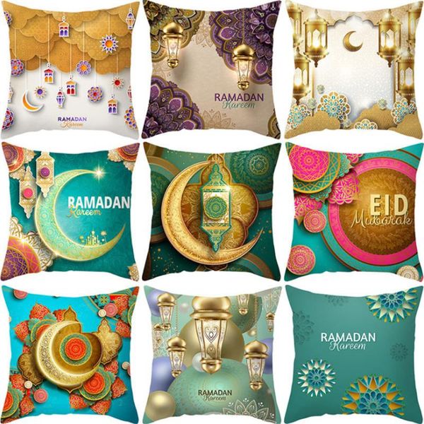 

party decoration 1pcs 45*45cm eid mubarak pillowcase islamic ramadan decor moon cushion cover for home throw pillow cases sofa seat