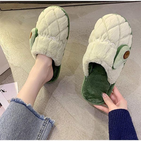 

women warm slippers autumn winter lovely fruit home couple shoes furry comfortable non-slip indoor soft cotton female, Black