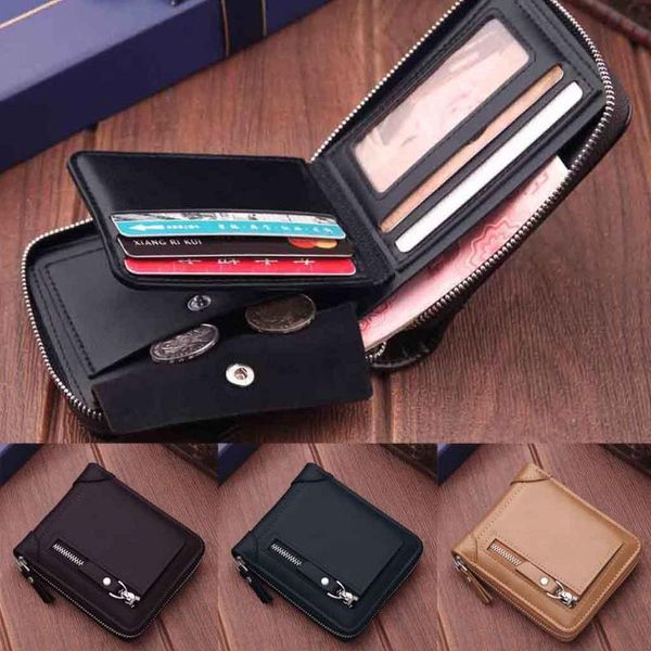 

wallets vintage leather pu bi-fold short wallet men's business bank card multifunction coin purse convenient small case cash, Red;black