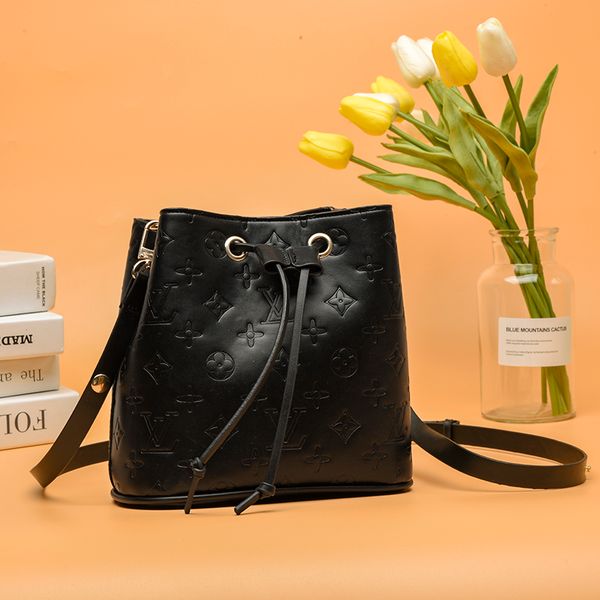 

dropship women's bucket bag fashion classical brand design old flower 3 colors handbag with drawstring crossbody bags 7216