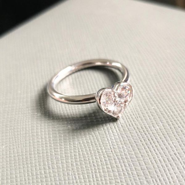 

wedding rings ms s925 pure silver classic heart-shaped zircon ring euramerican ity holiday gift valentine's day, Slivery;golden
