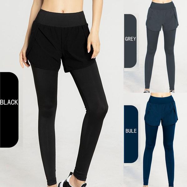 

yoga outfit women clothing sportswear fake two-piece pocket female legging pants gym running fitness sports trousers