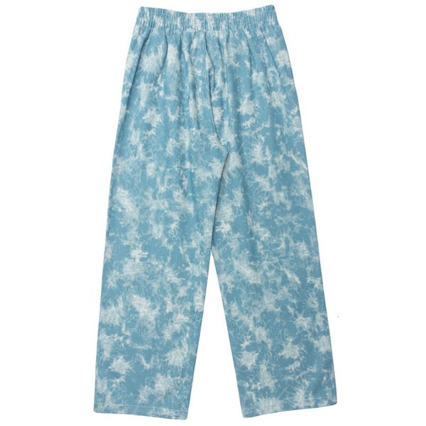 

men's pants aolamegs blue male pants tie dye printed letter elastic waist baggy sweat harajuku college streetwear, Black