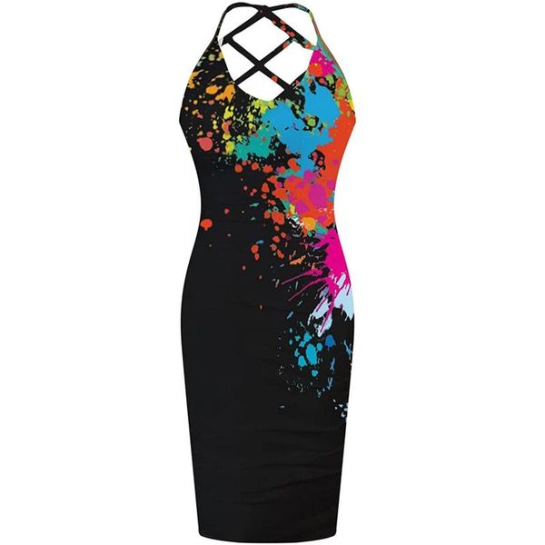 

casual dresses 2021 cross bandage backless bodycon women summer fashion wrap sleeveless halter party mid-length dress, Black;gray