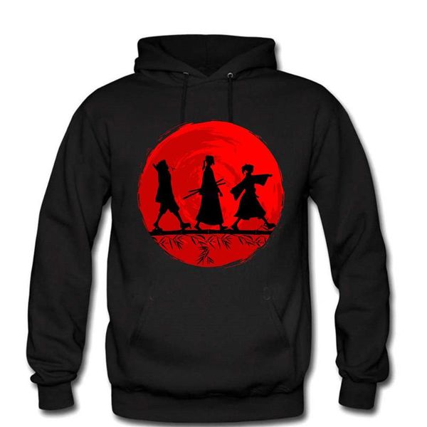 

men's hoodies & sweatshirts creative samurai champloo manga anime winter cotton fleece long sleeve hooded sweatshirt male cloth, Black