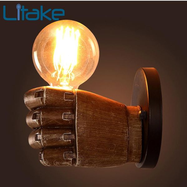 

wall lamp litake retro style fist shape light holder resin for dinning hall living room cafe bar decor (no source)