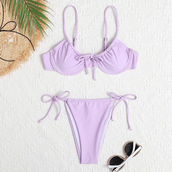 

women's swimwear solid swimsuit underwire bikini push up women two--piece bathing suits female set bandage summer, White;black