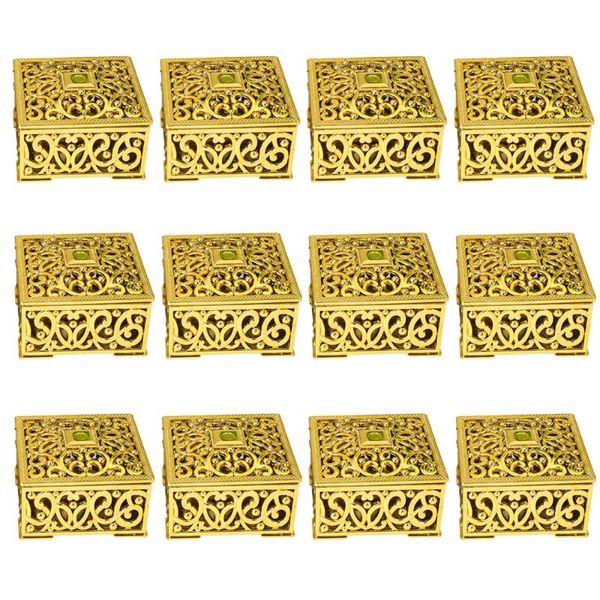 

hollow out flower pattern gift boxes square mini candy packaging case party favors (golden) wrap