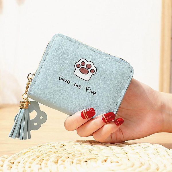 

wallets 2021 wallet ladies korean version of the simple cute zipper student short mini women's, Red;black
