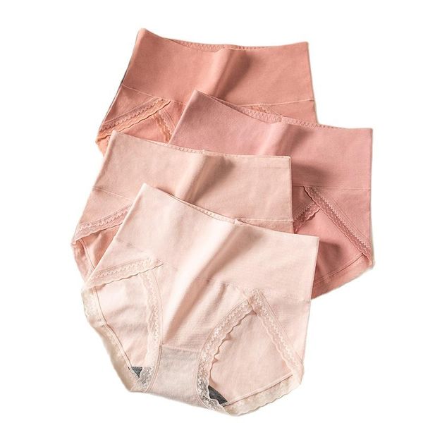 

women's panties high waist 4pcs/set women cotton slimming ladies underwear seamless briefs breathable female lingerie plus size 3xl, Black;pink