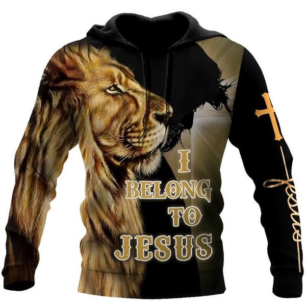 

men's hoodies & sweatshirts lion love jesus 3d all over printed sweatshirt zipper women for men pullover cosplay costumes, Black