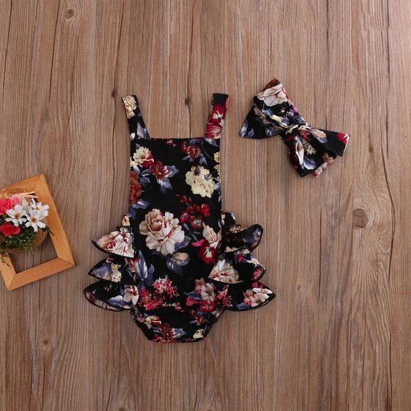 

jumpsuits pudcoco born baby girl clothes summer romper floral printed sleeveless backless jumpsuit bow headband 2pcs outfits casual, Blue