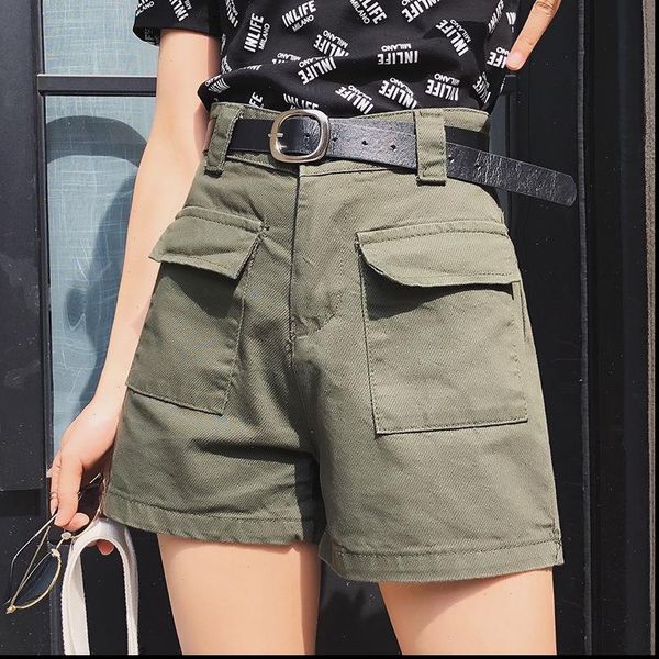 

summer women shorts denim womens white jeans high waist gym wide leg causal knee length short female, White;black