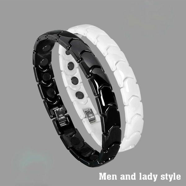 

link, chain black white bio elements energy ceramic bracelet bangle lovers magnetic germanium health charms women men jewelry