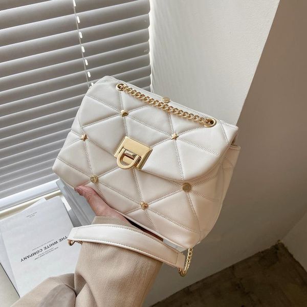 

shoulder bags ladies bag trend simple fashion solid color all-match casual shopping chain lock black diagonal small square
