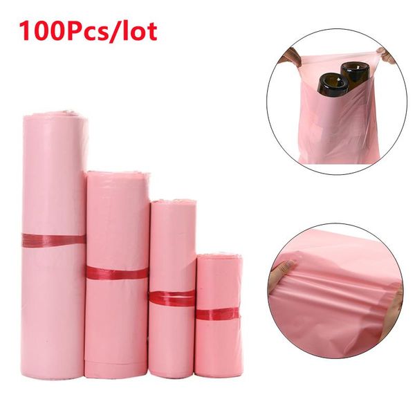 

100pcs/lot pink courier bag envelope bags mail mailing self adhesive seal plastic pouch storage
