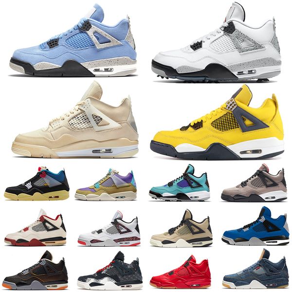 

university blue jumpman 4 mens basketball shoes sail black cat white cement pure money bred fire obsidian red cactus unc starfish men women