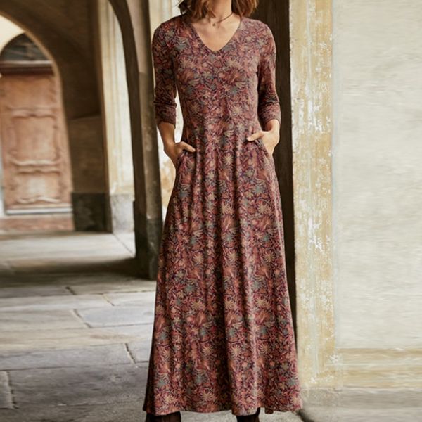 

2021elegant floral print split women maxi dresses 2021 spring v neck long sleeve party dress ladies plus size slim dress, Black;gray