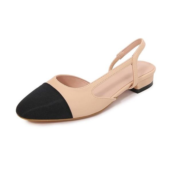 

sandals 2021 summer semi baotou back strap women's thick heel zhenli shoes versatile color matching low, Black