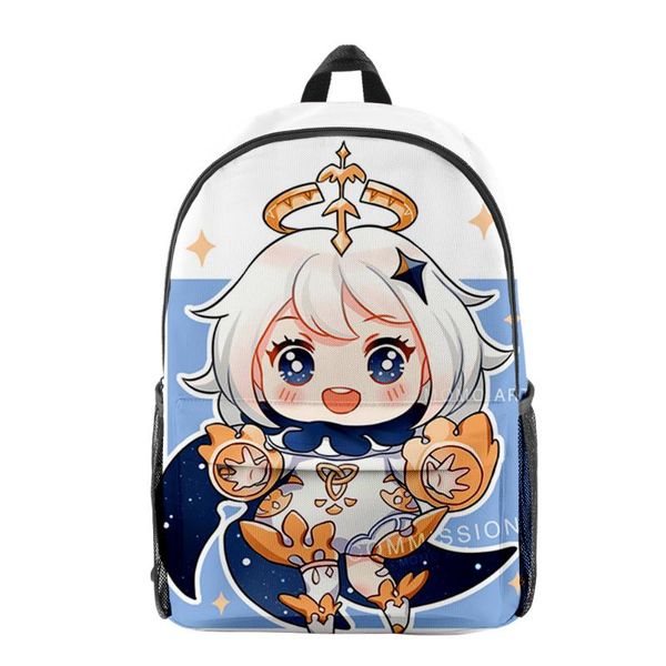 

backpack genshin impact paimon 3d print men women oxford school bag high capacity teenager girl child travel