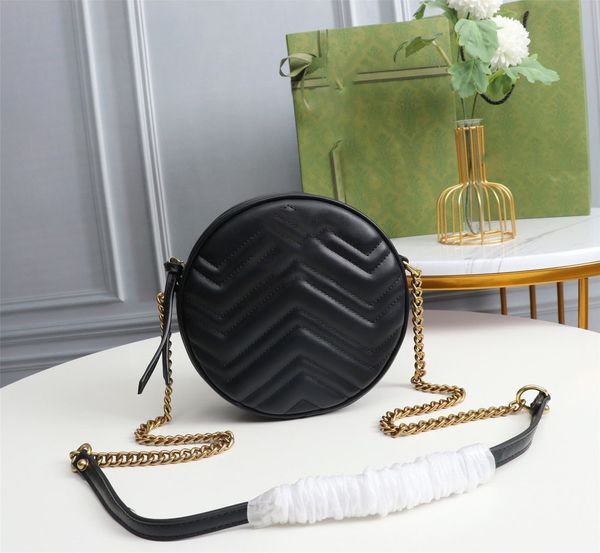 

design hand female 2021 new fashion star with wave pattern love leather one-shoulder messenger chain small round bag