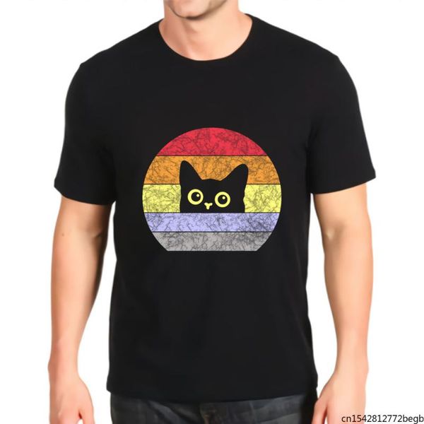 

men's t-shirts cool black cat kitten retro t shirt, White;black