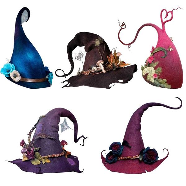 

party hats halloween witch hat costume sharp pointed wool felt adjustable warm autumn winter cap women cosplay prop
