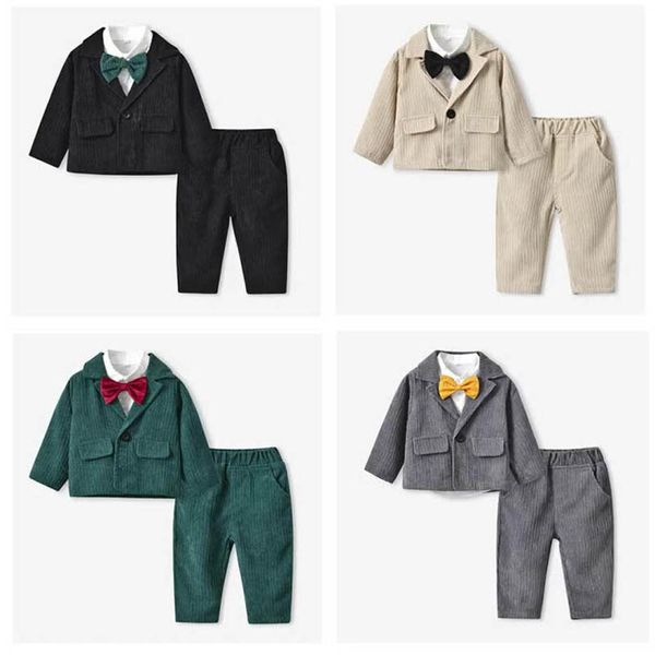 

baby clothing sets boy suit boys children christmas children's autumn long-sleeved wick velvet jacket cotton shirt pants three-piece b9, White