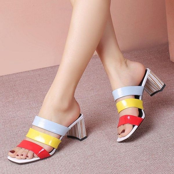 

dress shoes dilalula mixed colors real leather dating ladies mules square toe party causal women club young size 34-39, Black