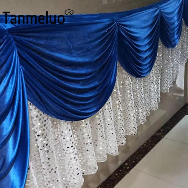 

party decoration 3m long sequin table skirt glitter tablecloth skirting with swag drape ice silk fabric for wedding event