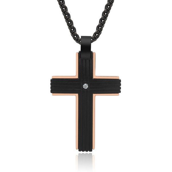 

2021 vanity men's cross necklace for rose gold and black 24 inches chain pendant jewelry, Silver
