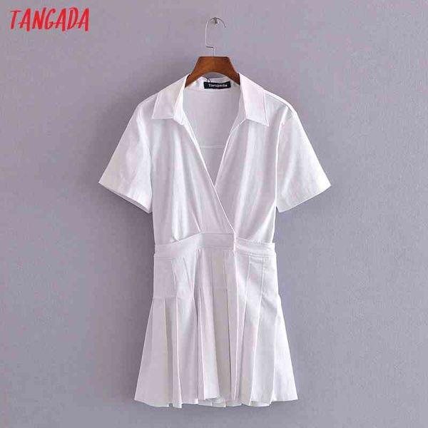 

summer women french style white pleated shirt short sleeve ladies mini dress vestidos 3h245 210416, Black;gray