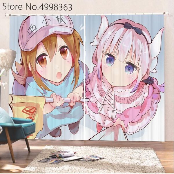 

curtain & drapes cartoon anime characters miss kobayashi's dragon maid 2 panels window for living room bedroom 3d print