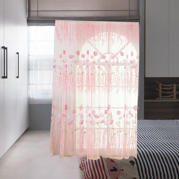 

curtain & drapes 200x100cm galsang flower sheer tulle window treatment voile drape valance )