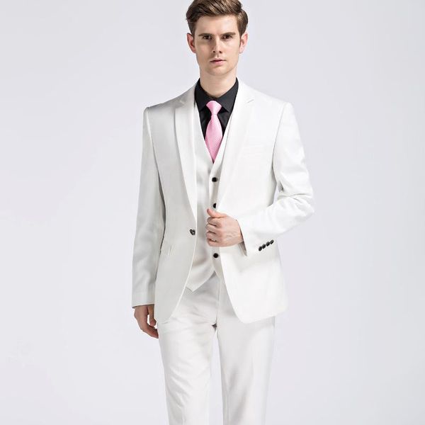 

men's suits & blazers white formal blazer mens jacket party business work wedding 3 piece (blazer+pants+vest) slim casual men clothing, White;black