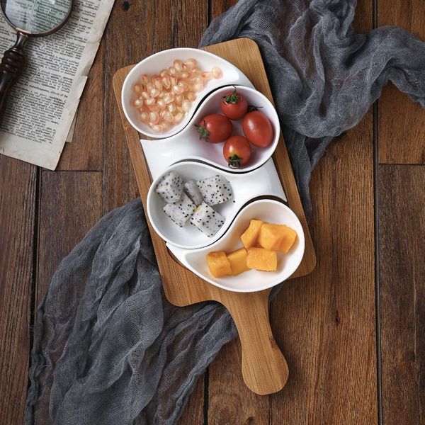 

dishes & plates japanese wooden ceramic plate fruit salad bowl tray tableware kitchen cooking tools home baking sauce dish