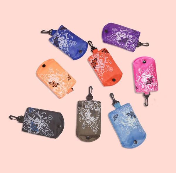 

10pcs shopping bags women polyester oxford floral prints large capacity foldable handbag mix color