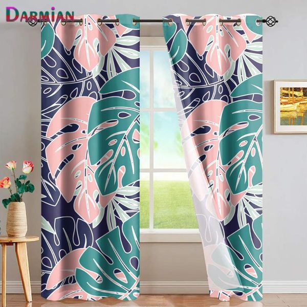 

green palm leaves print window curtain for living room bedroom full light blocking drapes grommet draperies &