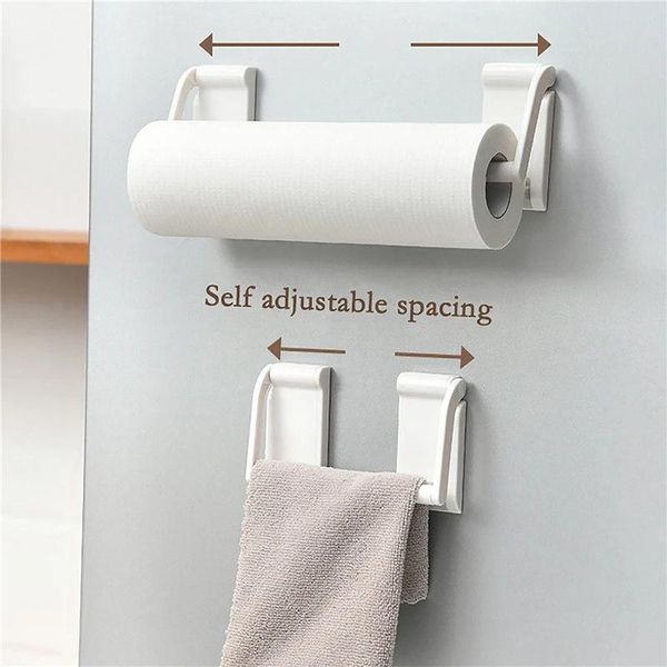 

paper towel holder width-adjustable punch-magnetic rack for kitchen living room office bathroom racks storage & organization