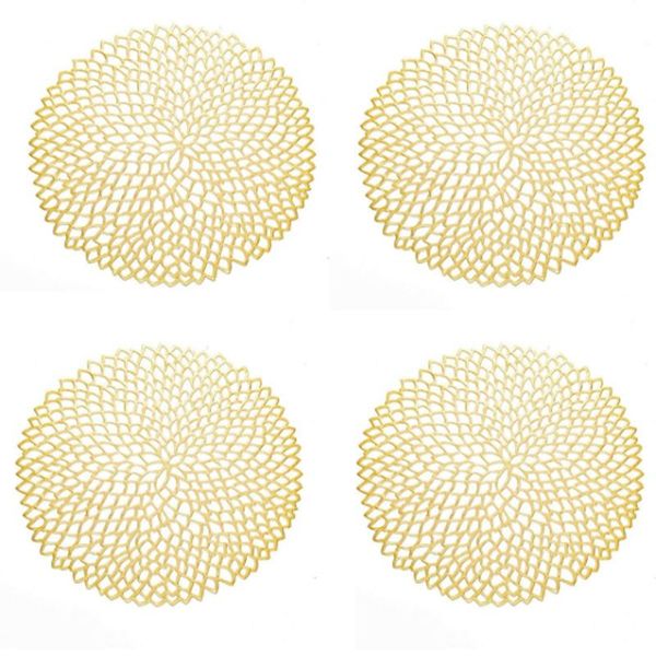 

table runner 4pcs pvc placemats round hollow waterproof non slip mats insulated pad home wedding decoration dinner placemat gol