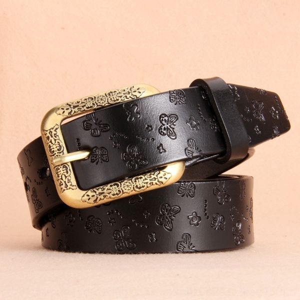 

wyd women's belts leather antique pin pincasual women's pant versatile pure cow leather belt, Black;brown