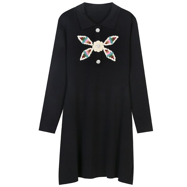 

casual dresses autumn female sweater knitted over long sleeves the line vintage casual embroidered robes japanese dress korean clothing evzx, Black;gray