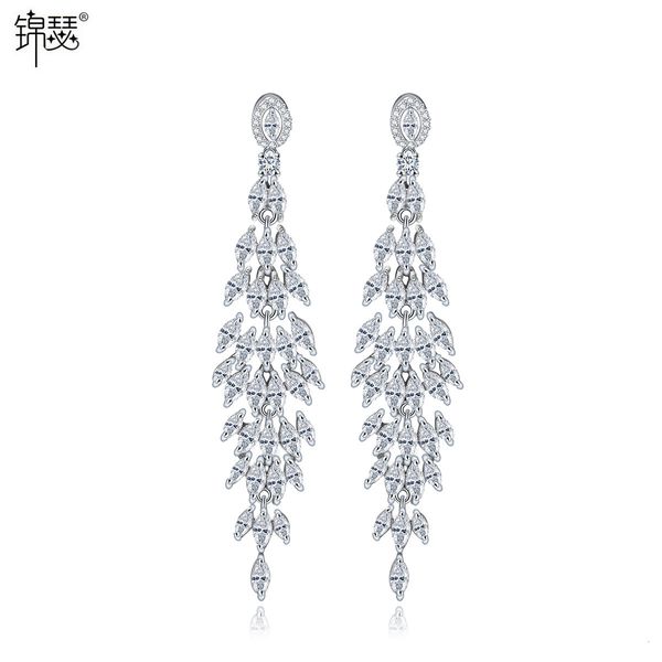 

jewelry charm stud xiaoxiang dream super sparkle zircon tassel earrings, Golden